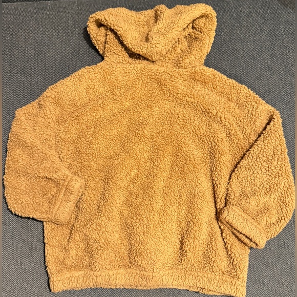 Shein Girls Smile Fuzzy Pullover Jacket sz 5Y with Hood Front Pocket Brown - Picture 6 of 6